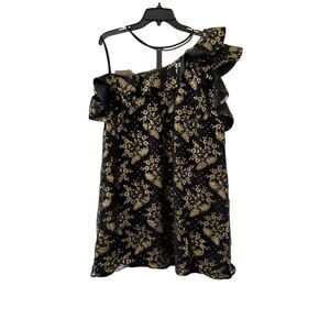 Nha Khanh Viera Mini Lace Dress Women’s Black & Gold Metallic Size 20